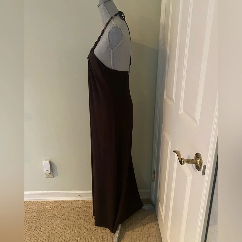 Maxi Halter Dress with Wooden Embellishment around neck - Picture 4 of 5